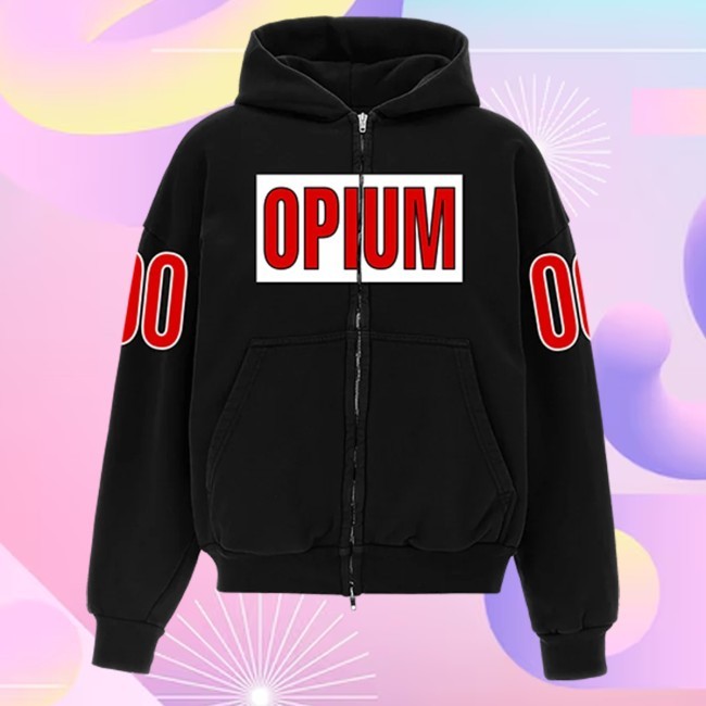 Official Playboi Carti Merch Opium 00 Red Zip Hoodie Opium Merch
